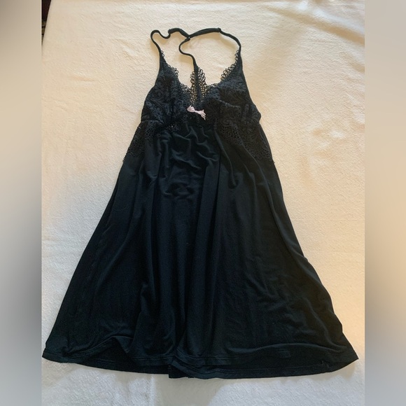 Victoria's Secret Other - Lacy Details Victoria’s Secret T Strap Slip Dress Black Lace Bodice Romantic